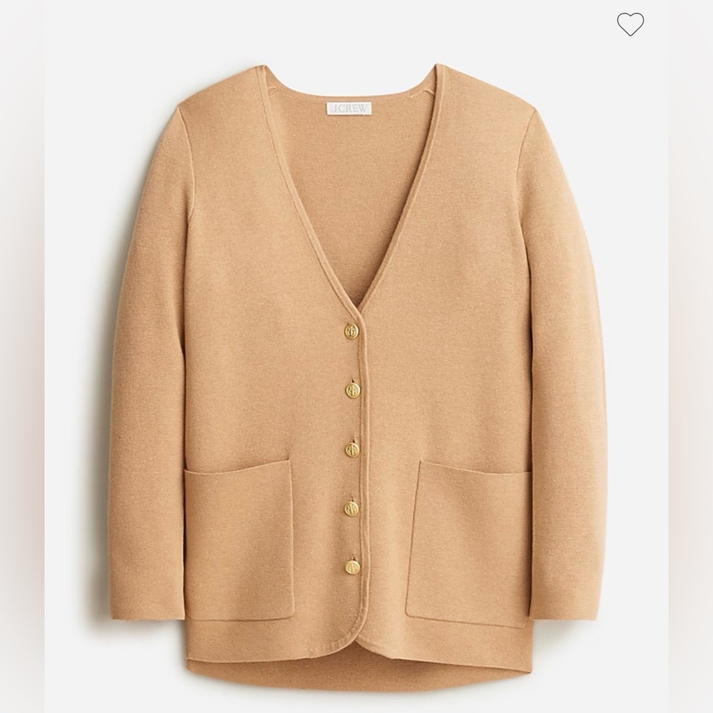 J. Crew Giselle V-Neck Sweater Blazer size Medium Heather Khaki Tan